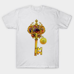 Golden and Purple Key for a Couple Love Lock T-Shirt